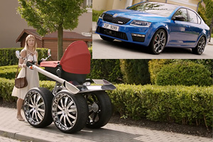 Renumitul mega-cărucior Skoda figurează în primul spot publicitar pentru noua Octavia RS!