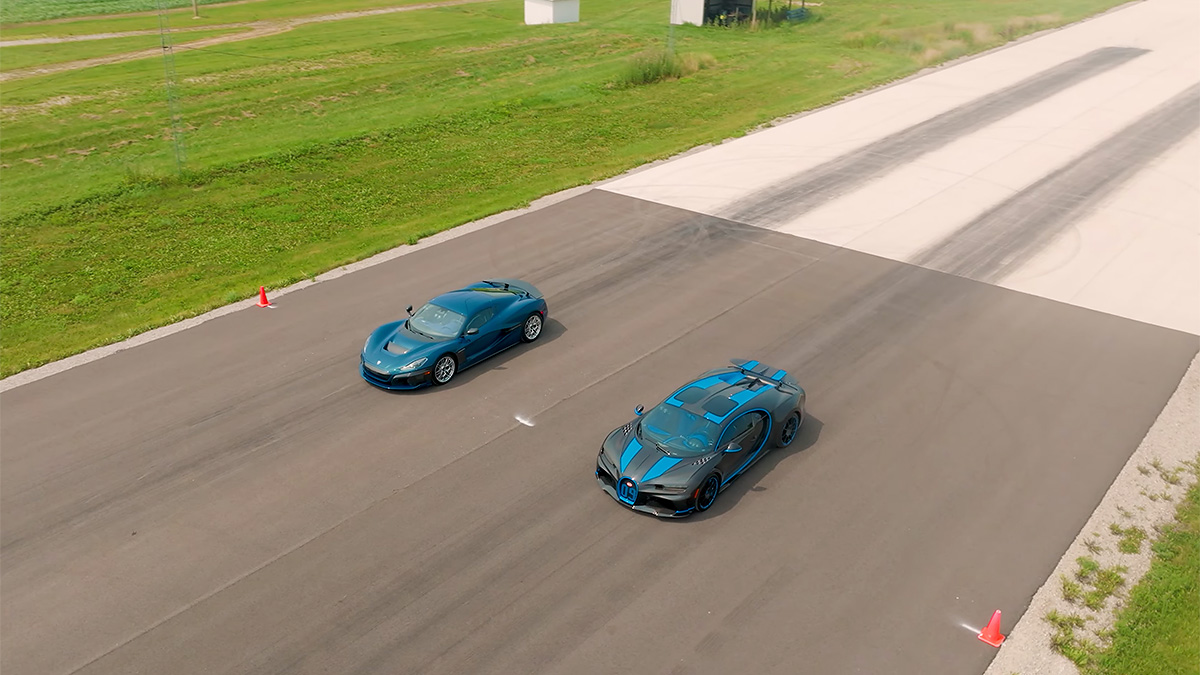 (VIDEO) Trei cele mai puternice maşini din lume, Bugatti Chiron, Rimac Nevera şi Tesla Model S Plaid, se întrec între ele