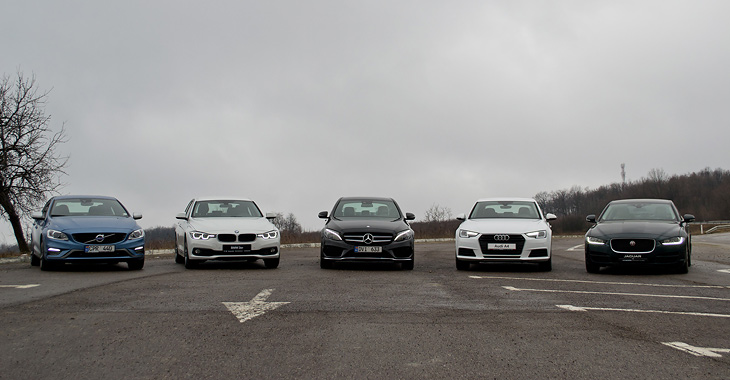 Audi A4 vs BMW Seria 3 vs Jaguar XE vs Mercedes-Benz C-Class vs Volvo S60