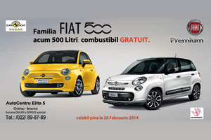 Promoţie inedită FIAT în Moldova: “Familia FIAT 500. Acum 500 de litri de combustibil GRATUIT!”