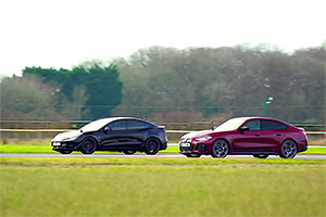 (VIDEO) Noul BMW i4 M50 electric a învins Tesla Model 3 Performance într-un prim duel direct