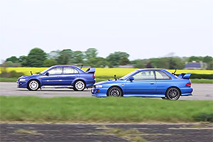 (VIDEO) Duel între un Mitsubishi Lancer Evo VI clasic şi un Subaru Impreza P1