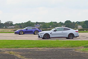 (VIDEO) Duel strâns, cu probleme la pornire, între un BMW M4 CSL şi un Porsche 911 GT3