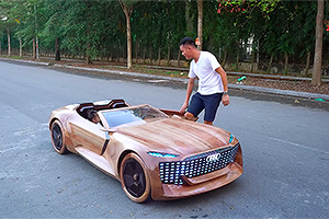(VIDEO) Un lemnar din Vietnam a construit o replică din lemn a prototipului Audi Skysphere pentru fiica sa