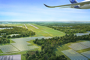Un aeroport din SUA va avea 338 de hectare de panouri fotovoltaice, amplasate pe terenul nefolosit dintre piste, dar şi o centrală de stocare a electricităţii