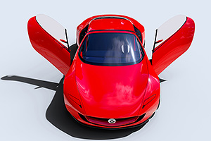 Aşa arată o maşină sport a viitorului în viziunea Mazda, cu un motor Wankel cu combustie de hidrogen, dar pusă în mişcare de un electromotor