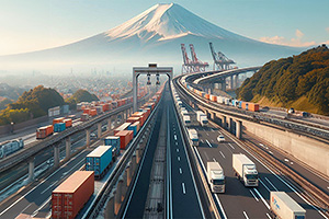 Japonia vrea să construiască o autostradă de 500 km cu benzi rulante alăturate, care să transporte singure încărcăturile camioanelor, în locul şoferilor