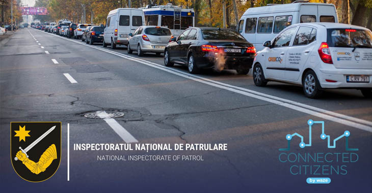 Serviciul InfoTrafic al INP oferă informații despre situația în traficul rutier în aplicația Waze