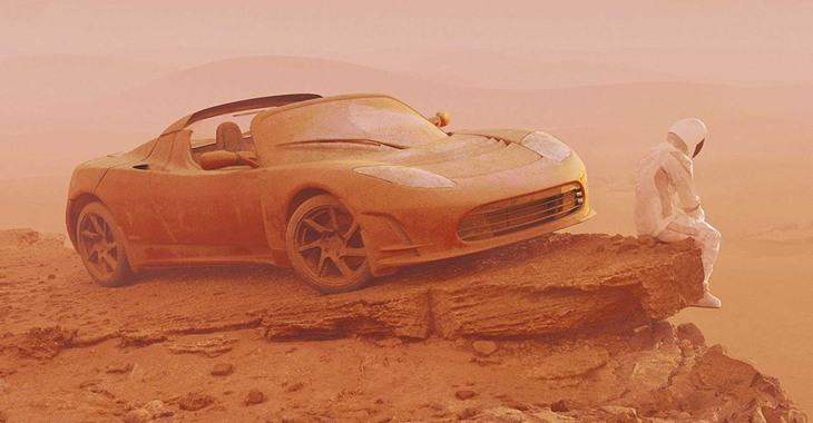 (FOTO) Tesla Roadster a aterizat pe Marte! Cum se simte electromobilul pe noua planetă?