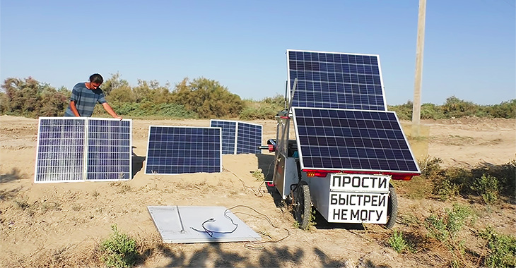 (VIDEO) Un tânăr din Rusia a parcurs 1600 km cu un electromobil alimentat cu energie solară, construit de el