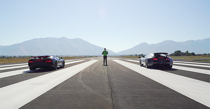 (VIDEO) Duel între Bugatti Chiron şi predecesorul său, Veyron, pe un aeroport din SUA, iar diferenţa dintre ele e simţitoare