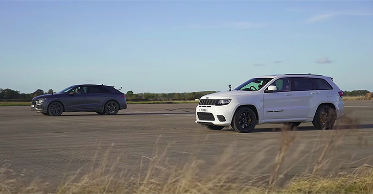 (VIDEO) Duel între Audi RSQ8 şi Jeep Grand Cherokee Trackhawk, ambele cu motoare V8 imense