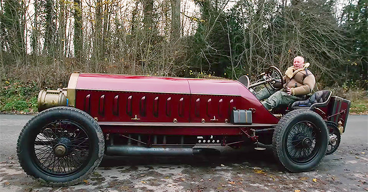 (VIDEO) Cum sună un Fiat construit acum 117 ani, căruia i s-a pus un motor de avion de acum 105 ani