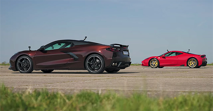 (VIDEO) Duel între două maşini superbe din Italia şi SUA, Chevrolet Corvette şi Ferrari 458 Speciale