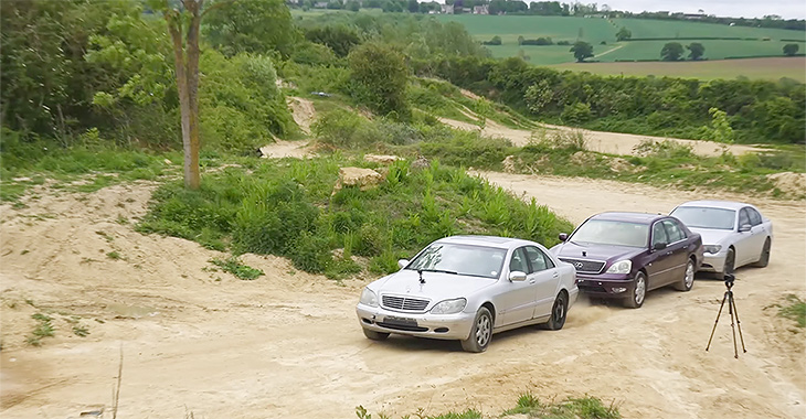 (VIDEO) Întrecere în afara asfaltului cu Mercedes S-Class W220, BMW Seria 7 E65 şi Lexus LS