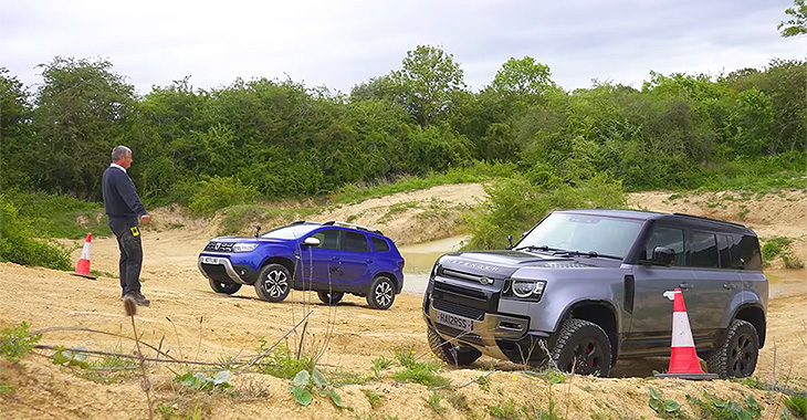 (VIDEO) Dacia Duster 1,5 dCi se duelează cu Land Rover Defender în afara asfaltului