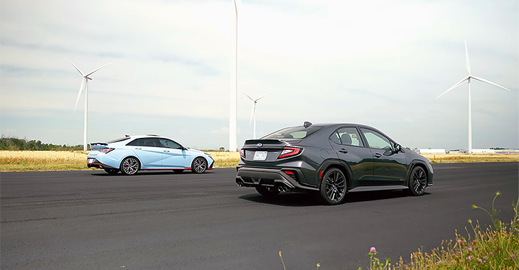 (VIDEO) Duel între noul Subaru Impreza WRX, cu motor de 2,4 litri, şi Hyundai Elantra N