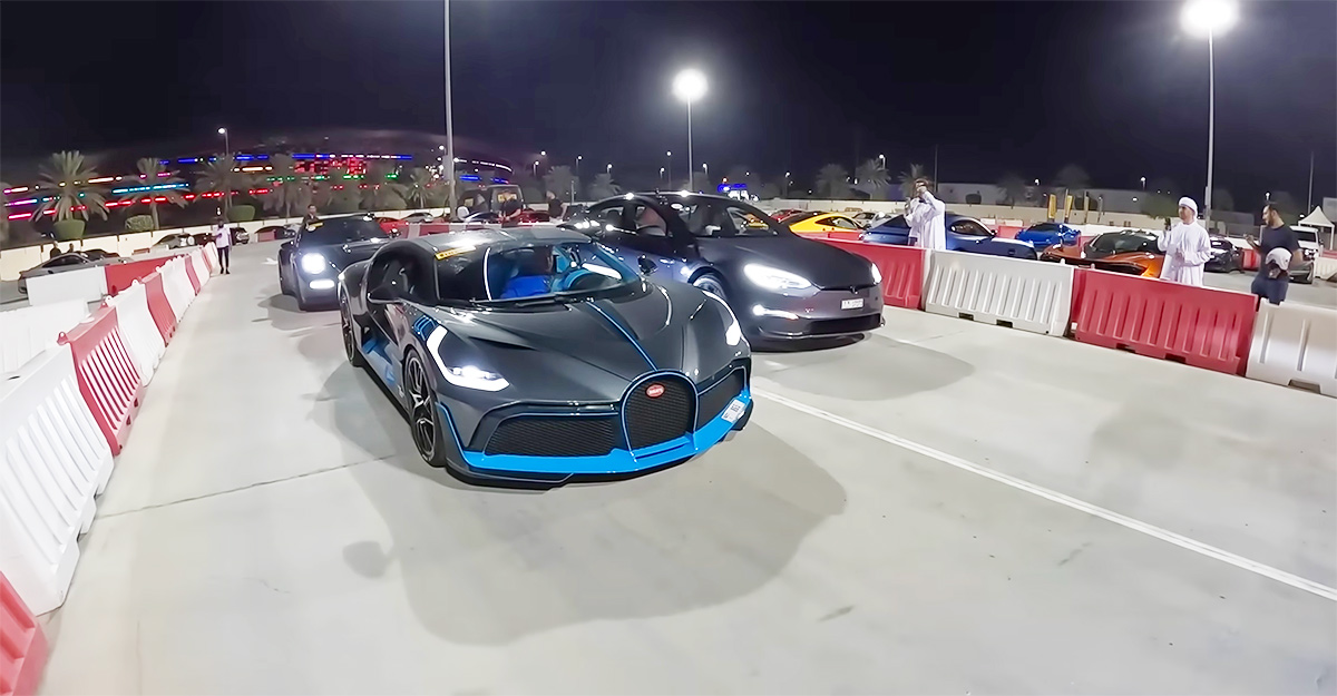 (VIDEO) Un Bugatti Divo în valoare de 10 milioane de dolari, se duelează cu o Tesla Model S Plaid în Dubai