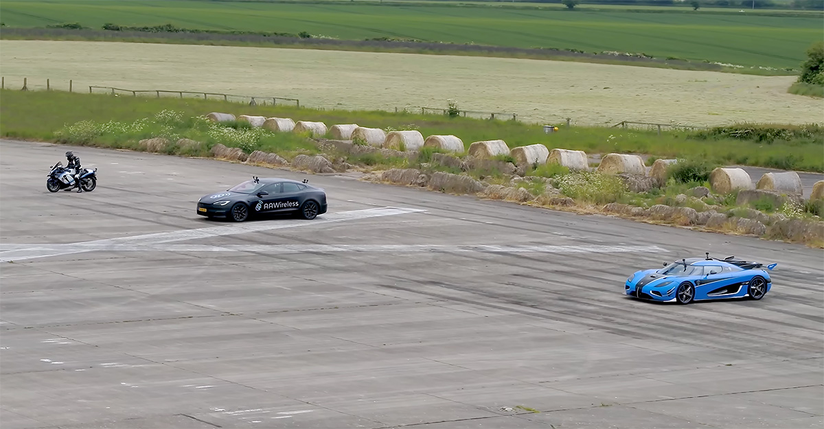 (VIDEO) Întrecere între un Koenigsegg Agera, o Tesla Model S Plaid şi un Suzuki Hayabusa supraalimentat