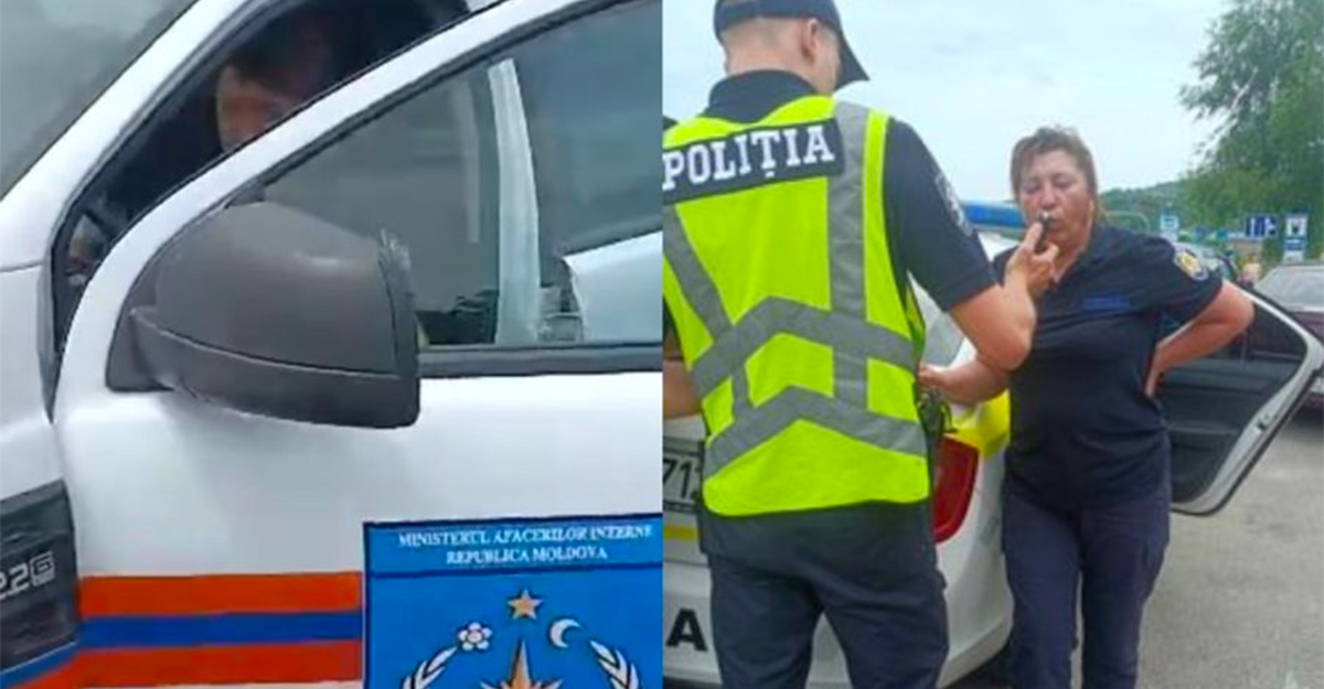 (VIDEO) O maşină a IGSU, condusă haotic de o angajată în stare de ebrietate, a fost oprită de un alt şofer până la venirea poliţiei pe traseul din Vatra, Moldova