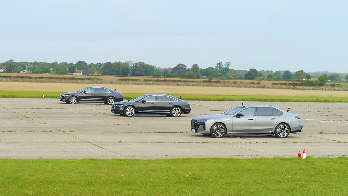 (VIDEO) Versiunile plug-in hibrid ale lui Mercedes S-Class, BMW Seria 7 şi Audi A8 se întrec între ele