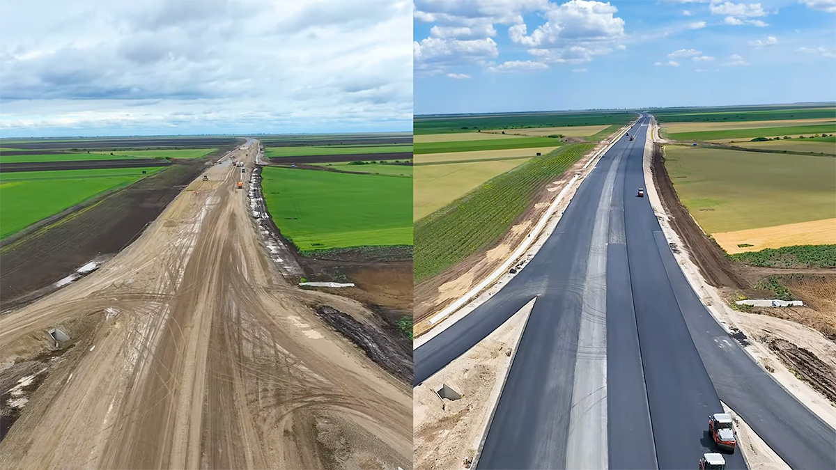 (VIDEO) Cât de mult au avansat lucrările la autostrada A7 din România într-o singură lună, în imagini comparative